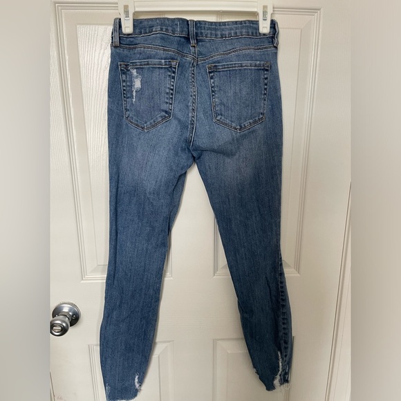 Blue Mid Rise Ripped Jeans - Picture 2 of 2